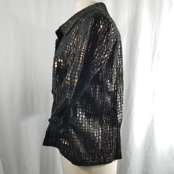 JM COLLECTION Textured Black Gold Copper Jacket - Picture 5 of 12